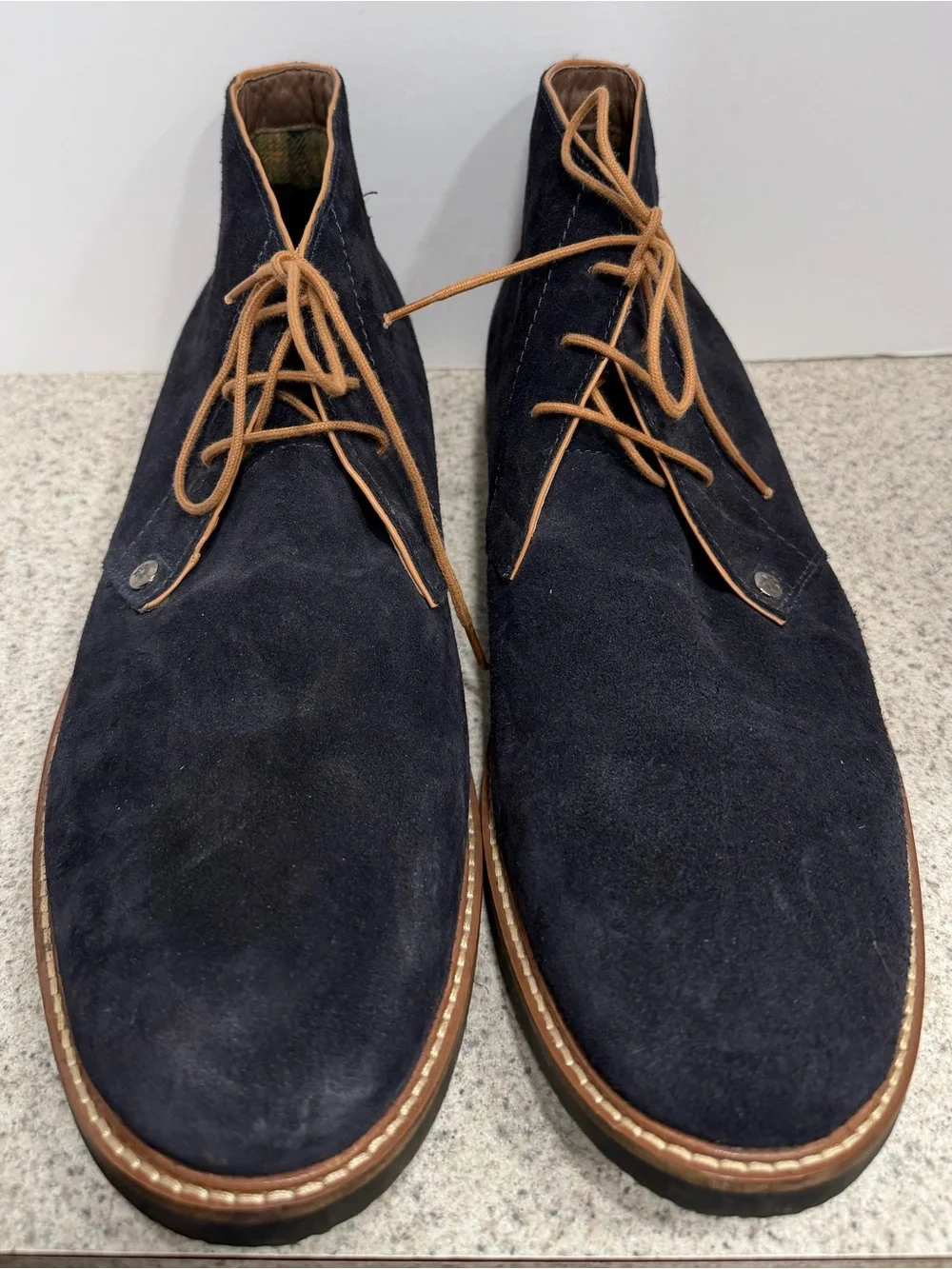RUSTIC ASPHALT Suede Leather Chukka Boots - Men's Size 44M (10.5) - Blue & Tan